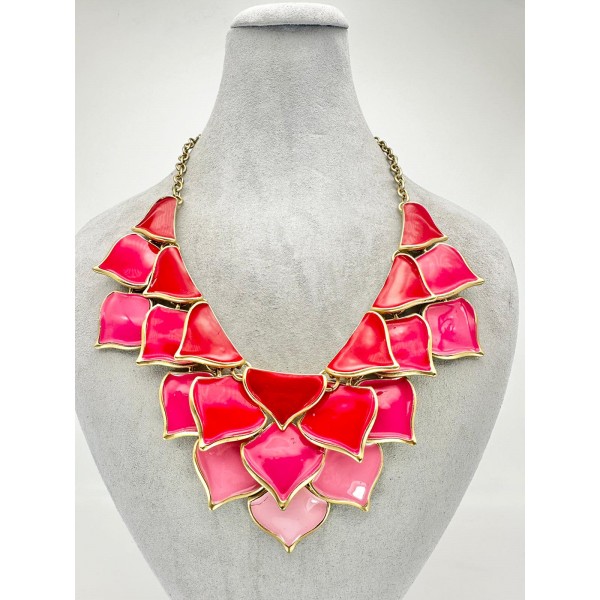 Pembe Taşlı Desenli Kolye